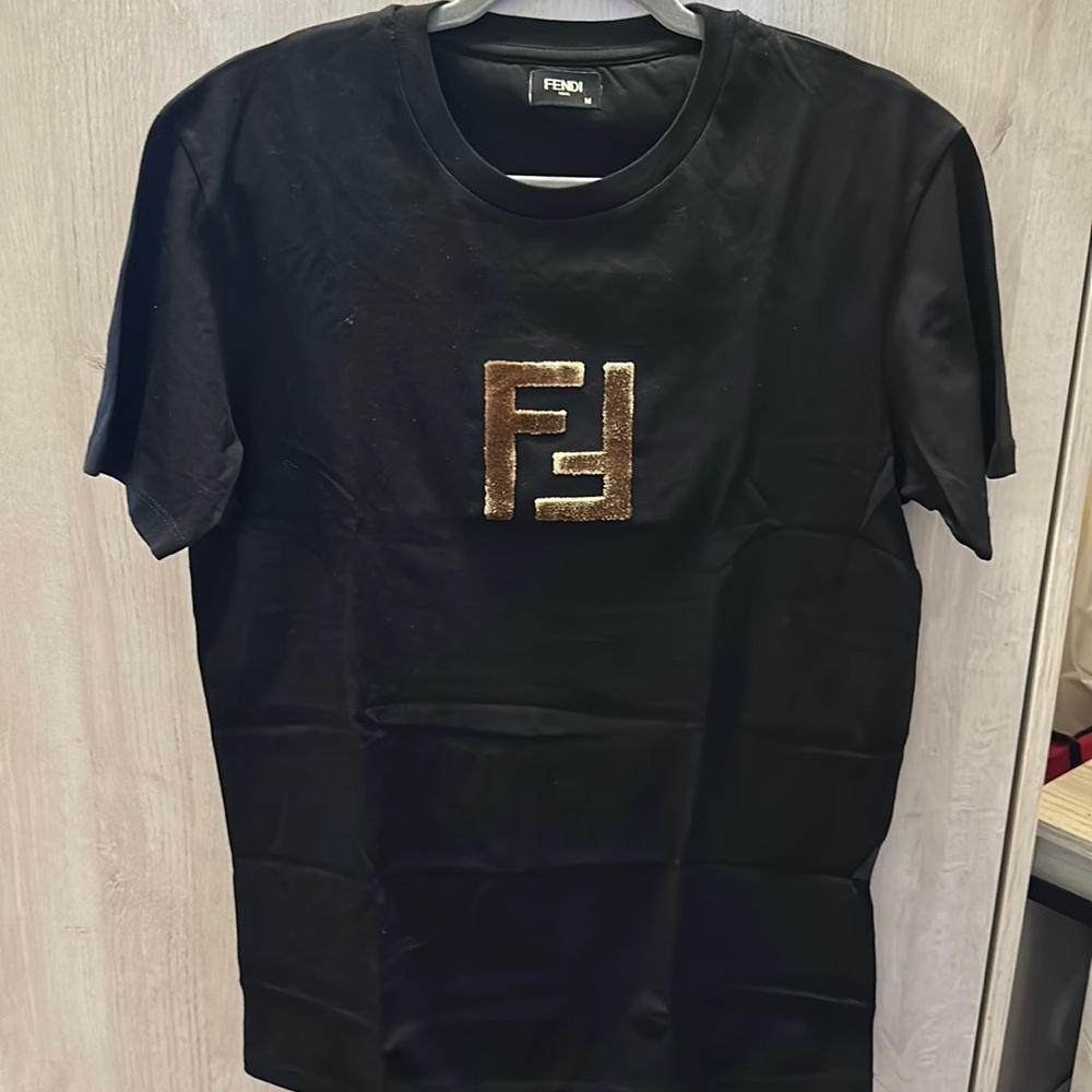 PreLove Fendi Shirt Black with Fur Logo